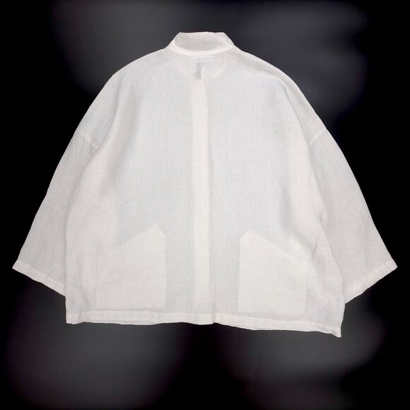 BRYN WALKER 100% Linen Danuta Jacket Button Down Shirt Jacket Lagenlook Minimal - Picture 5 of 9